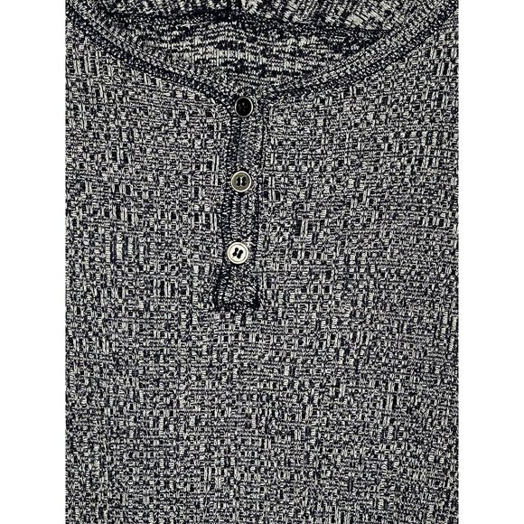 We The Free Size L Ribbed Cotton Navy Variegated Ivory Crochet Henley Top - Picture 4 of 10